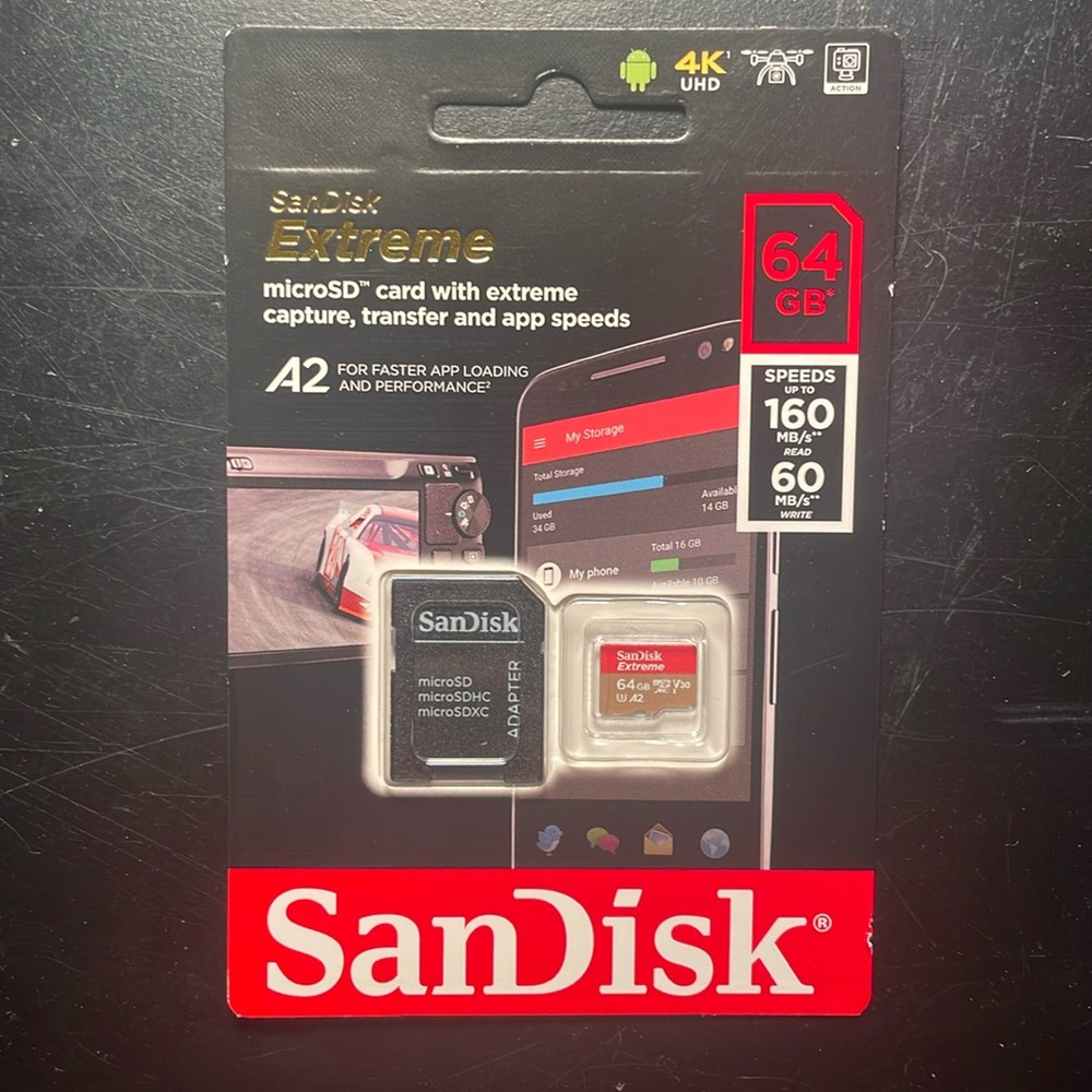 SanDisk 64GB Extreme microSDXC UHS-I Memory Card with Adapter